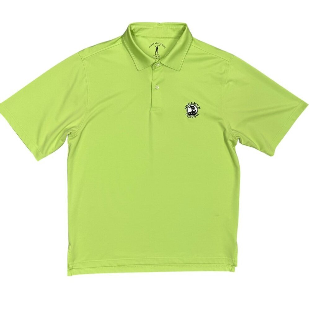 Fairway & Greene Tech Pebble Beach Golf Links Polo Shirt Stretch Yellow Small